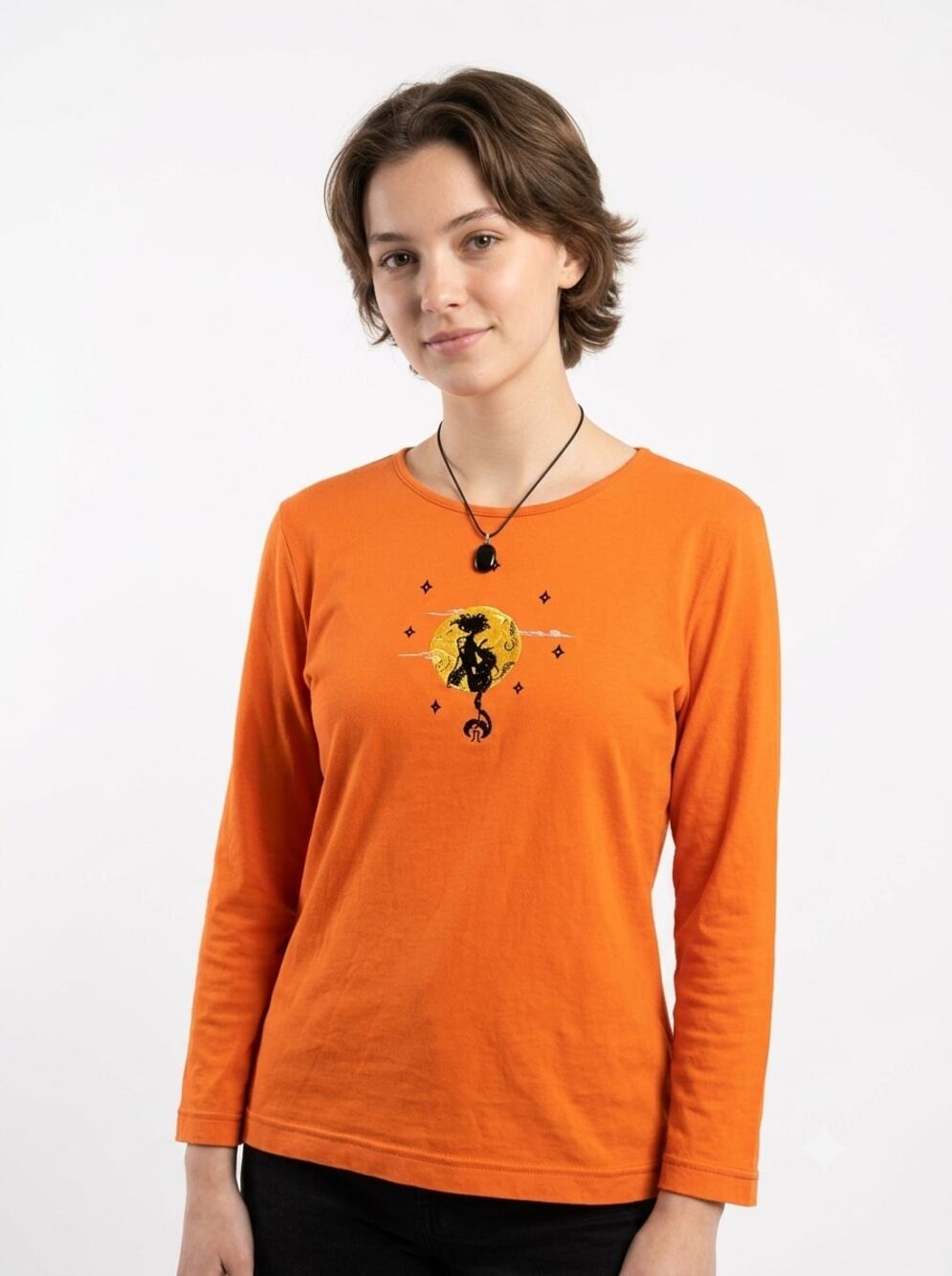 Vintage White Stag T-Shirt Women’s S Fresh Nectarine Halloween Cat Moon Sequin